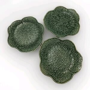 Vintage Shorter & Son LTD Stoke On Trent Green Leaf Cabbage Salad Plates 3 Set